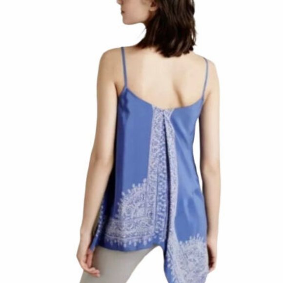 Anthropologie HD In Paris 100% Silk Moonset Asymmetrical Handkerchief Hem Tank 8 - Picture 3 of 6
